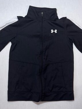Boys Youth Medium Under Armour Loose Zip Up Athletic Sweatshirt Black